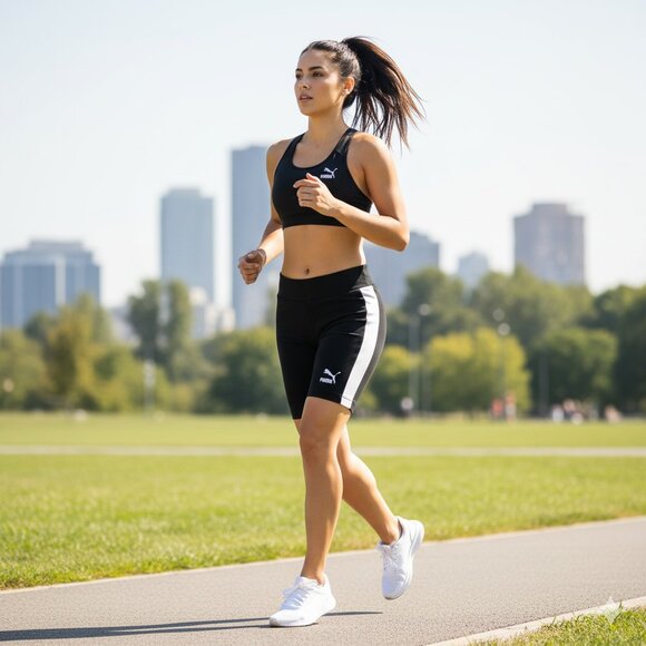 Puma Classics Biker Shorts 7" White Stripe Black High Rise Waisted Size XS - Picture 6 of 14